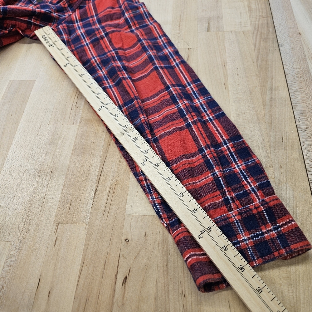 Obey Shirt Sz Large Button Up, Long Sleeve Snapss Pockets Plaid Red - Picture 7 of 7